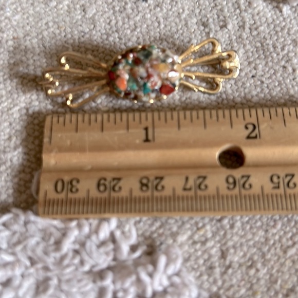 BEAUTIFUL GENUINE STONE BROOCH AND MATCHING EARRINGS - Picture 7 of 10